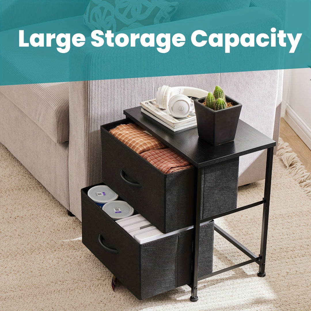 Contemporary pair of nightstands, each offering a functional drawer for convenient bedside storage.