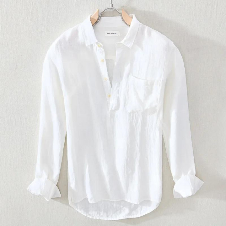Men's Amalfi Popover Shirt, effortless casual style, long sleeve, comfortable.