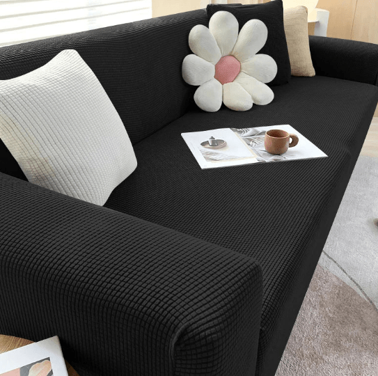 Soft, non-slip sofa protector cover with elegant jacquard pattern. Guards couches from pets & spills, adding style.