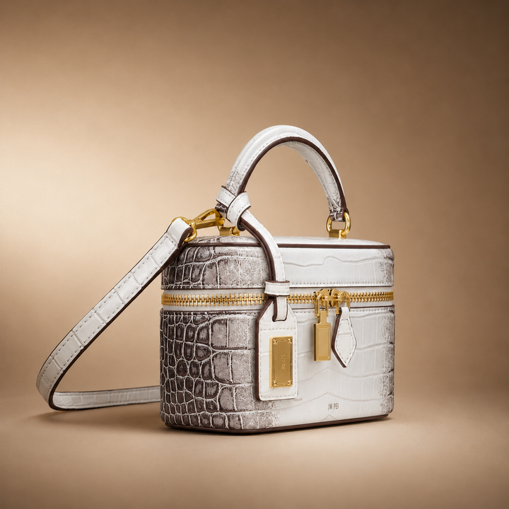 Stylish burgundy crocodile embossed box bag. Faux leather women's handbag, ideal crossbody fashion accessory.