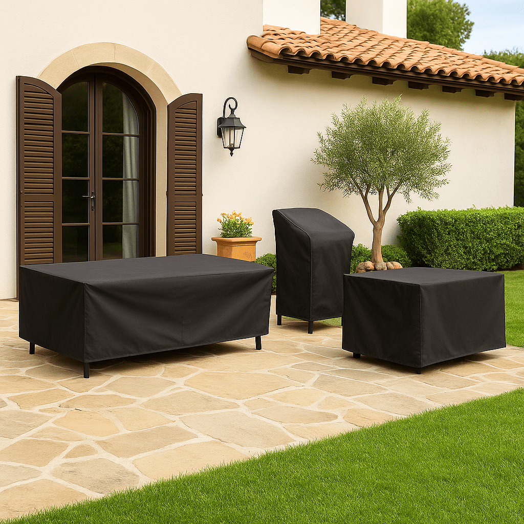 Year-round weatherproof outdoor furniture cover for garden furniture. UV & water resistant.