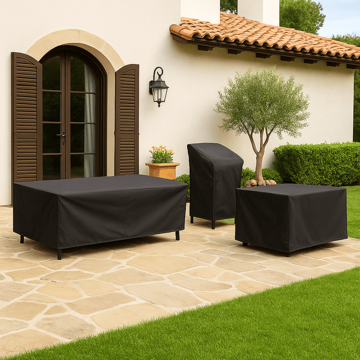 Year-round weatherproof outdoor furniture cover for garden furniture. UV & water resistant.
