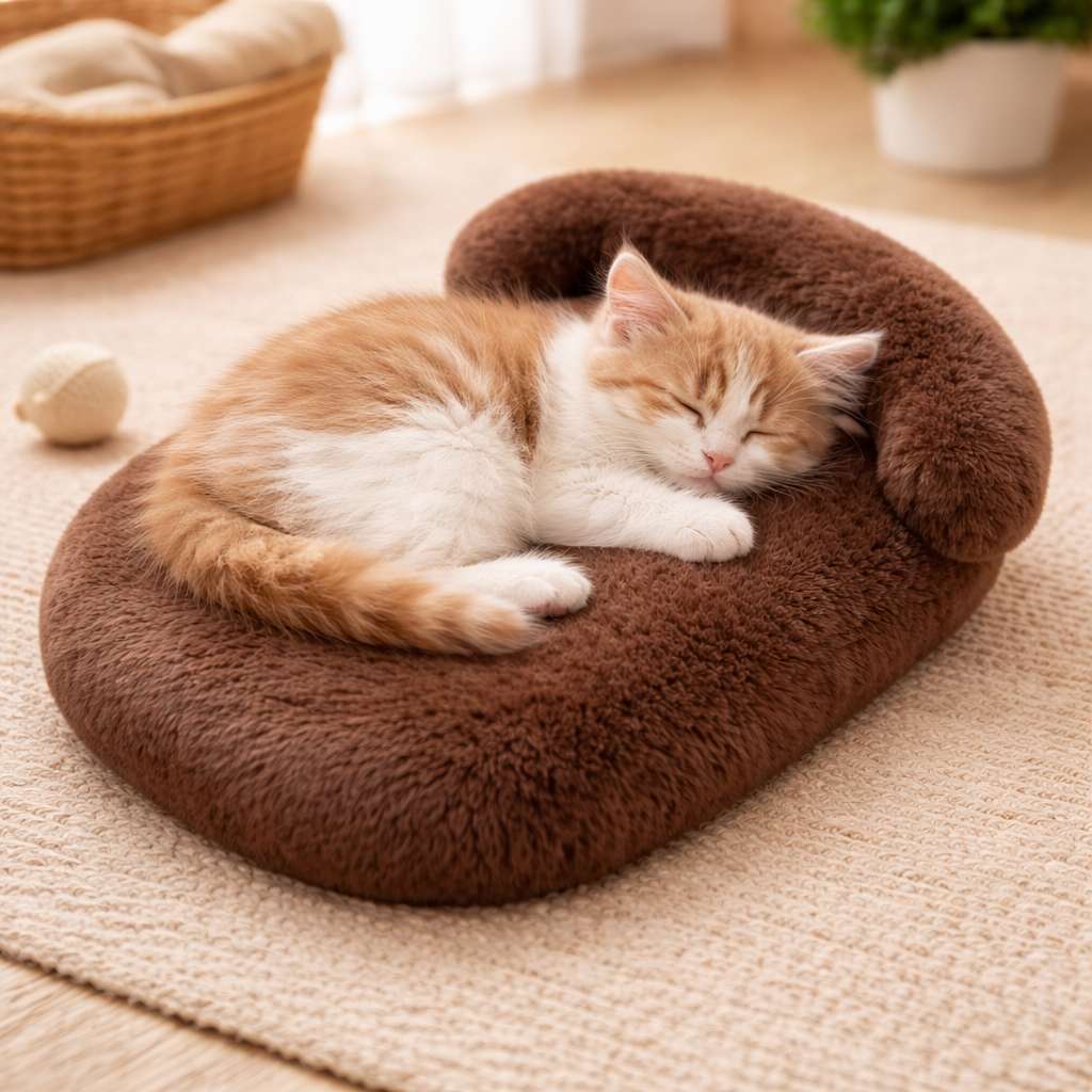 Washable anti-slip dog bed cushion, providing comfortable and secure rest for pets.