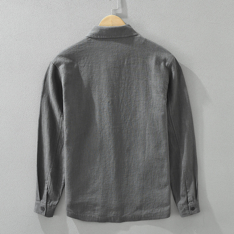 Stylish men's shacket, a durable button-up jacket for versatile casual wear.