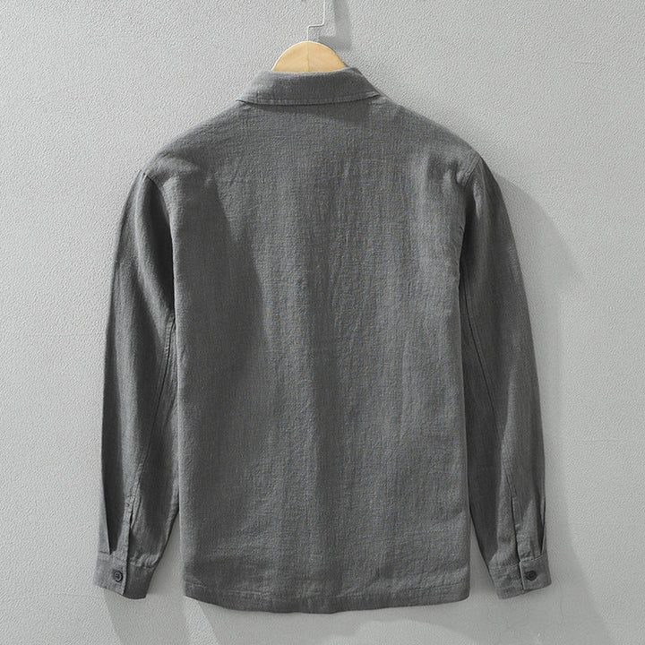 Stylish men's shacket, a durable button-up jacket for versatile casual wear.
