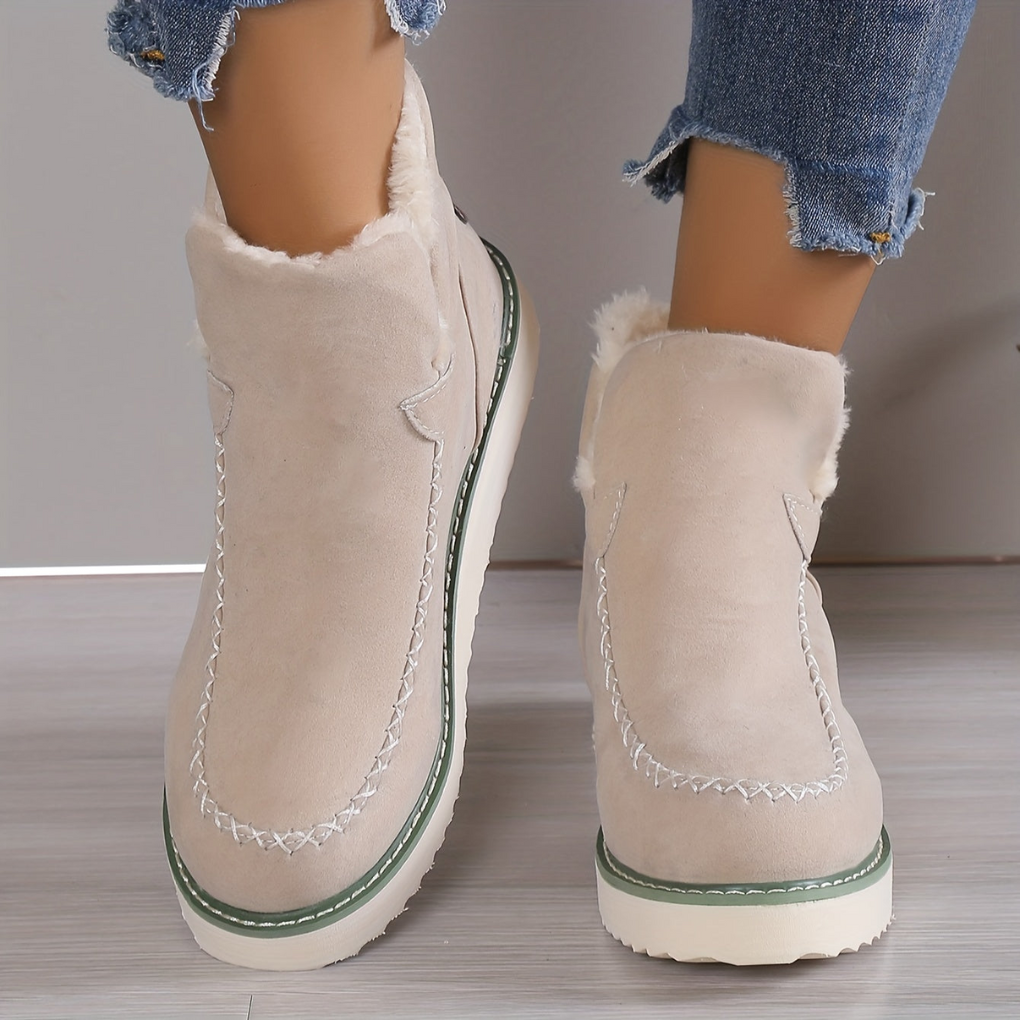 Unisex warm winter boots, lace-up design. Secure grip durable sole, perfect for cold weather outdoor comfort.