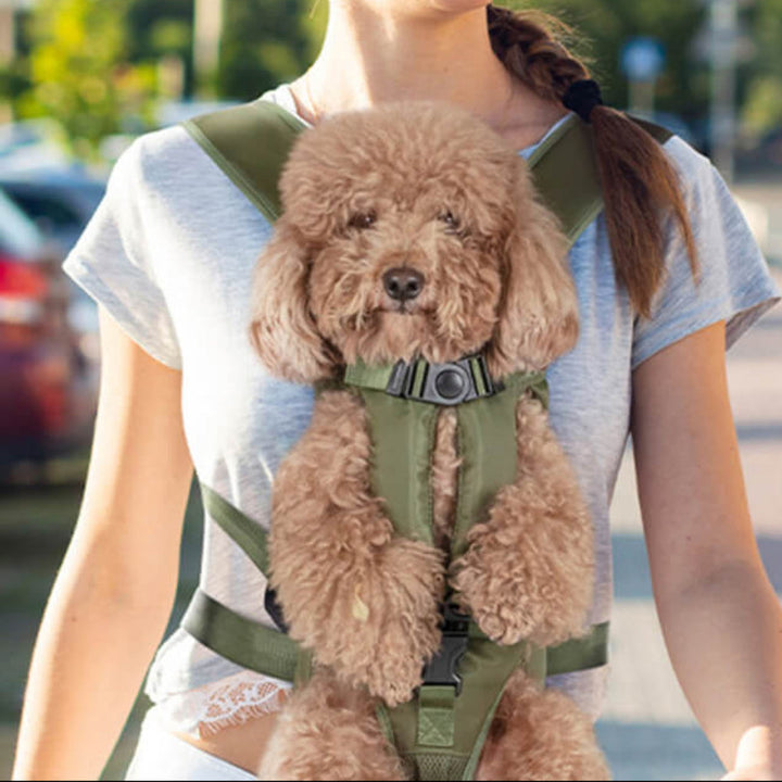 Small breathable dog carrier backpack made from durable oxford fabric for comfortable pet travel & outdoor adventures.