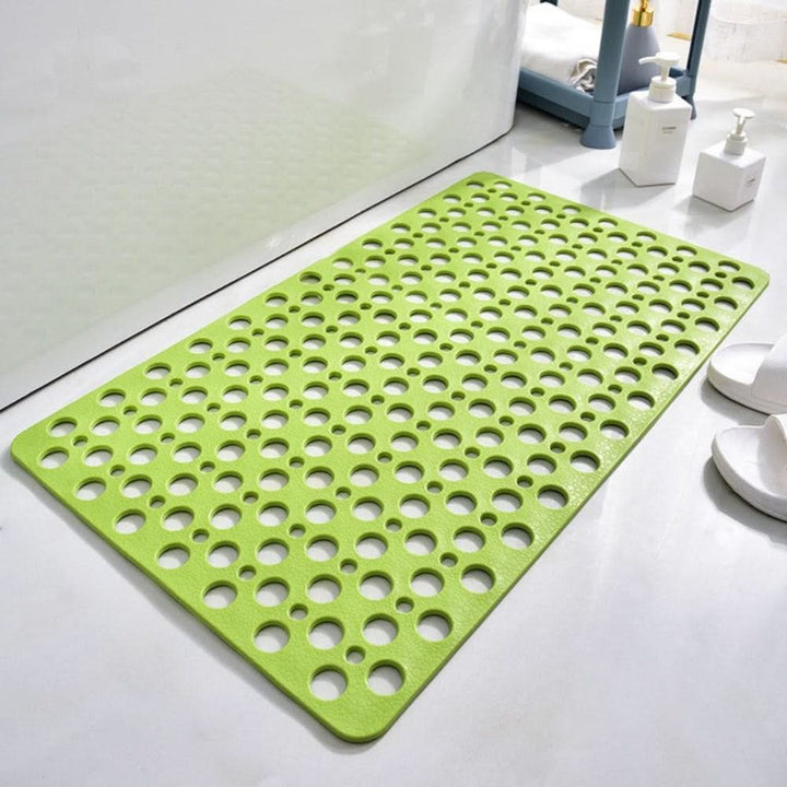 Anti-slip shower mat ensures secure footing for bathroom safety. Hygienic, durable, comfortable PVC bath mat.
