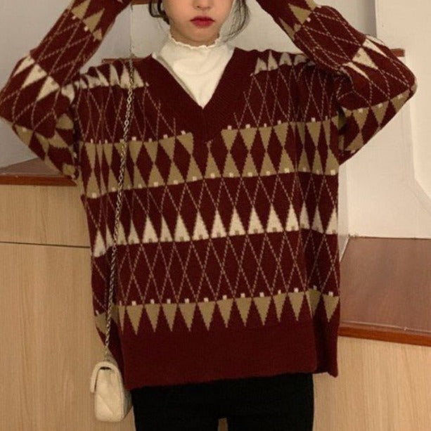 Beige aesthetic women's long sleeve sweater, a cozy chic top for versatile everyday fashion and fall outfits.