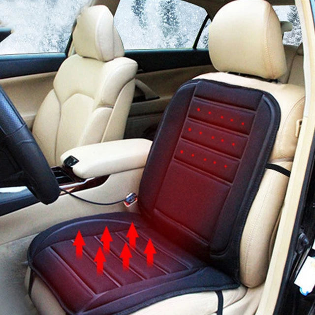 Full coverage heated car seat warmer cushion pad for cozy winter driving comfort.