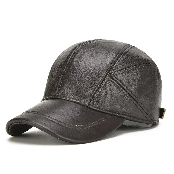 Adjustable genuine leather men's cowboy hat, rugged and comfortable for outdoor western adventures.