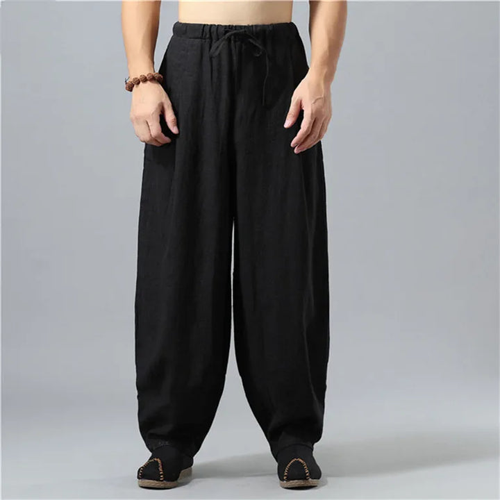 Unisex Kodama relaxed baggy pants, loose fit, drawstring waist, comfortable for casual everyday wear.