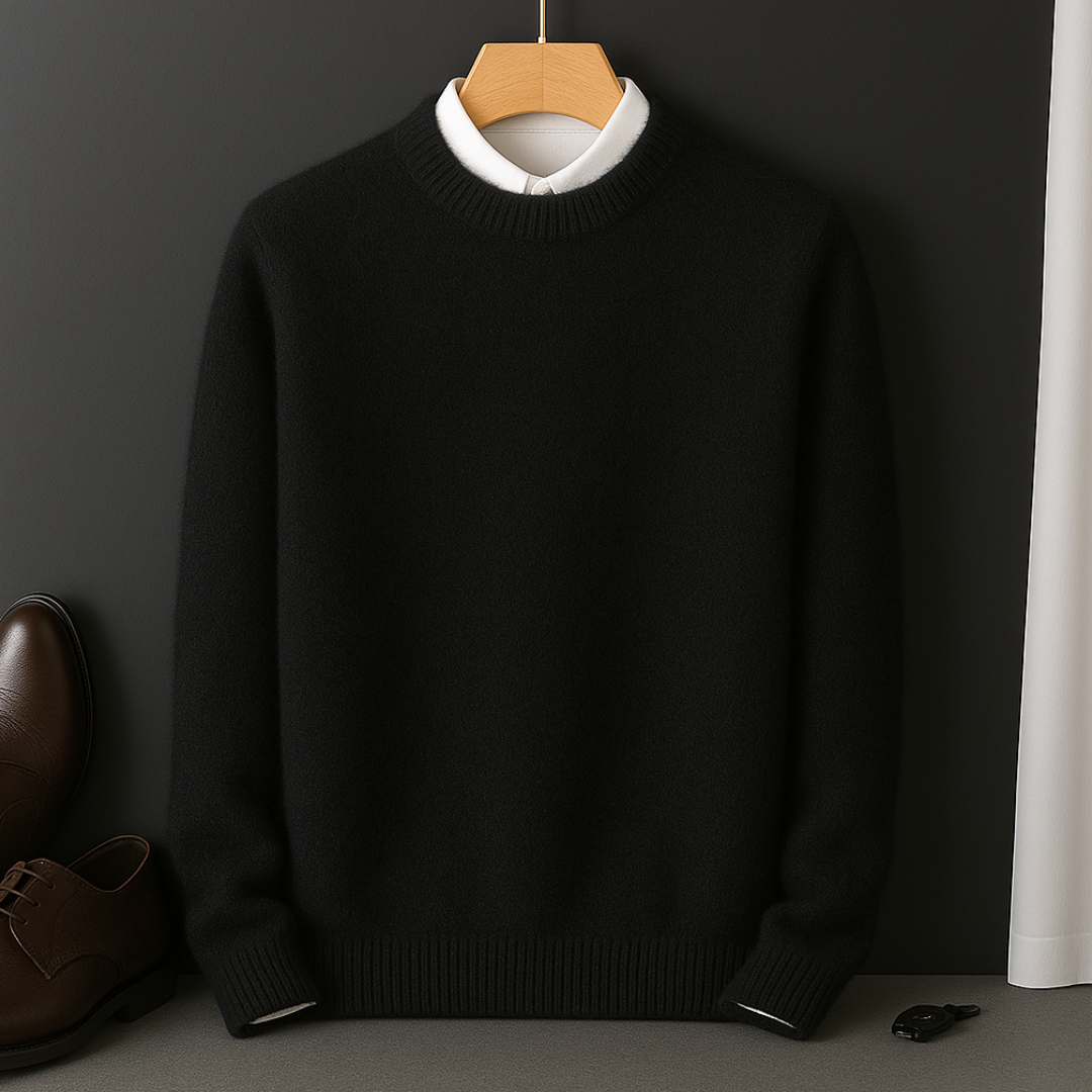 Men's comfortable soft knitwear sweater, crewneck, long sleeve, perfect for casual winter fashion and everyday comfort.