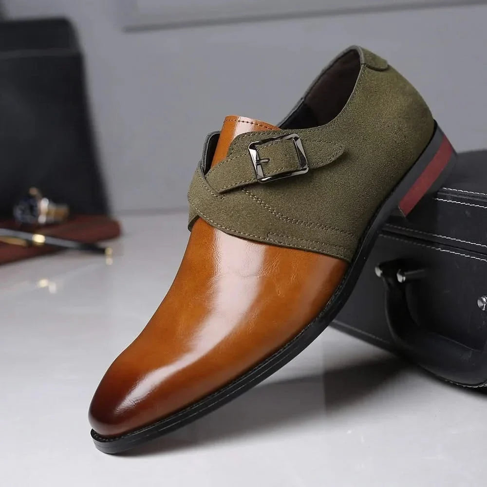 Comfortable Bellagio men's black leather Derby dress shoes, perfect for office and elegant fashion.
