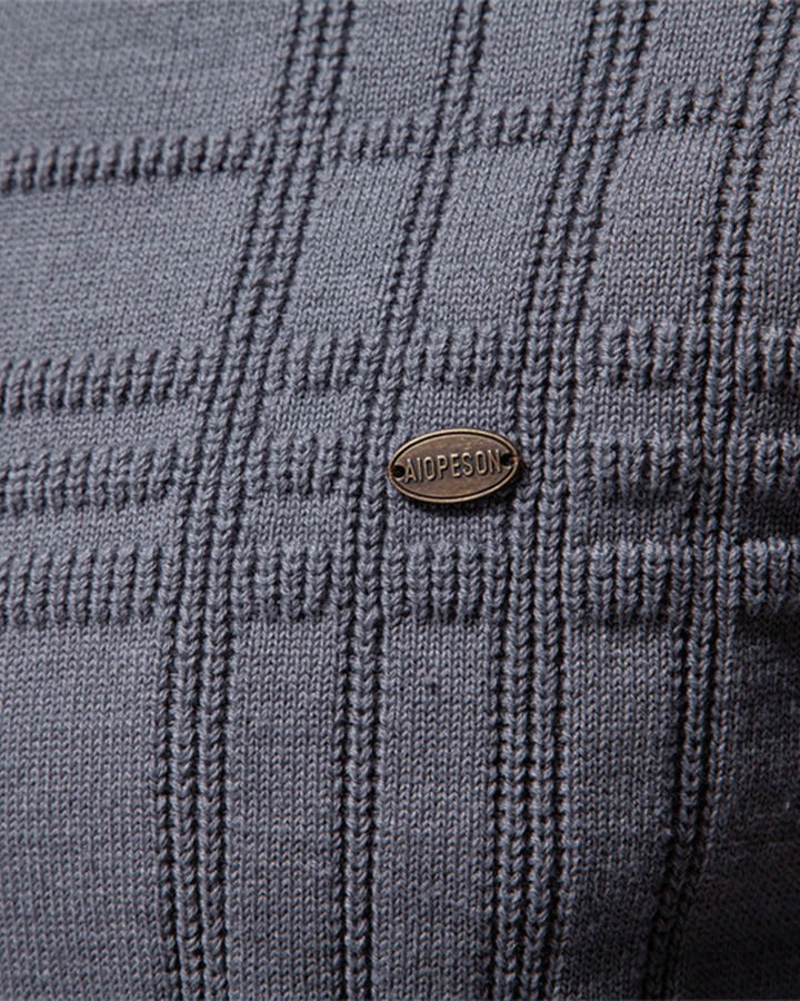 Soft-touch men's textured knit sweater, a chic crew neck for fall and winter fashion.