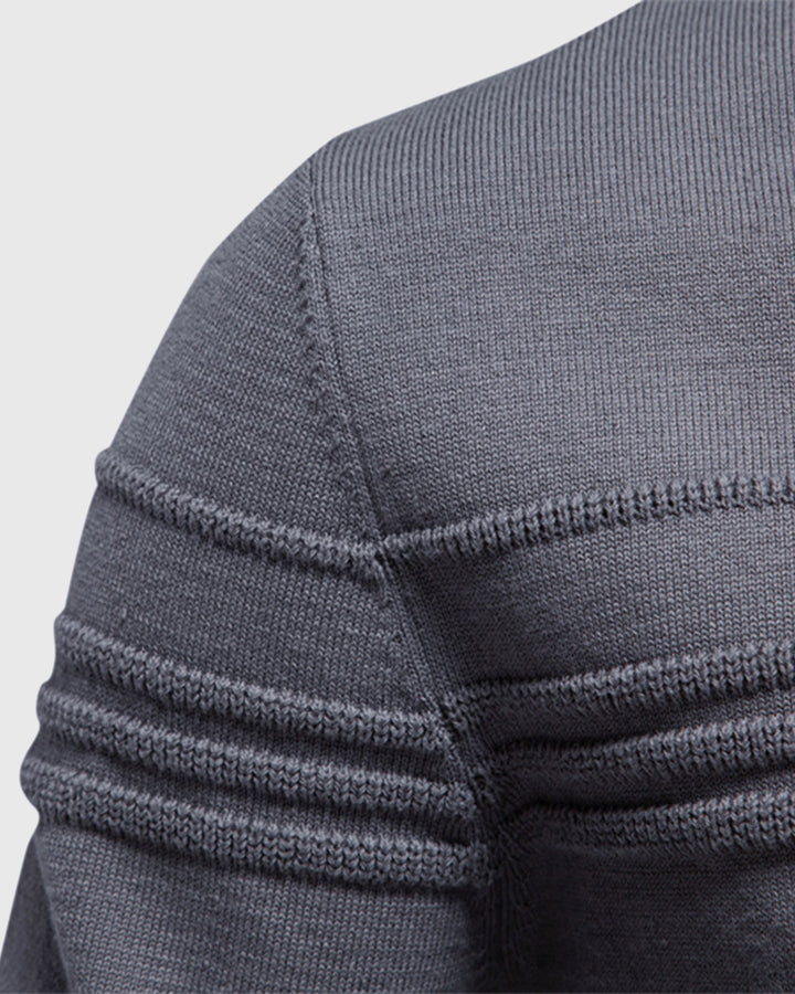 Smart casual men's crew neck, a stylish textured knit sweater for modern fall fashion.