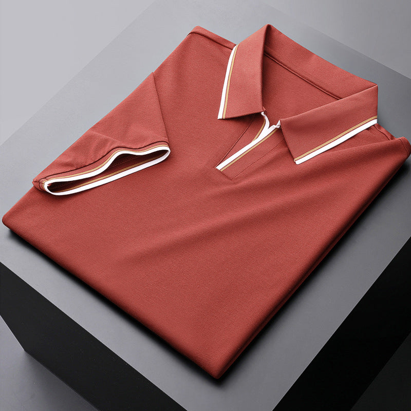 Men's classic polo shirt with stylish contrast trim, short sleeves. Ideal for everyday casual fashion.