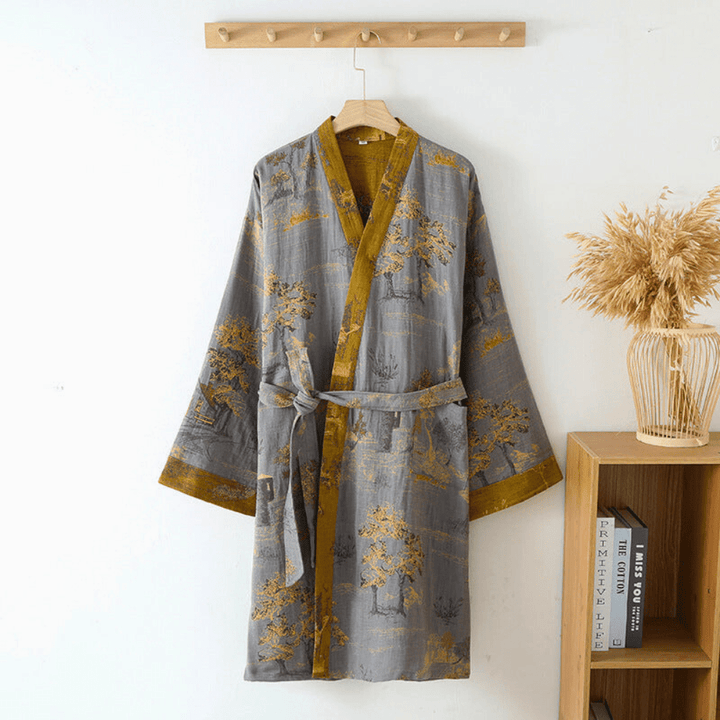 Plush unisex retro spa robe, kimono style. Ideal for home relaxation & leisure. Soft touch adult bathrobe.