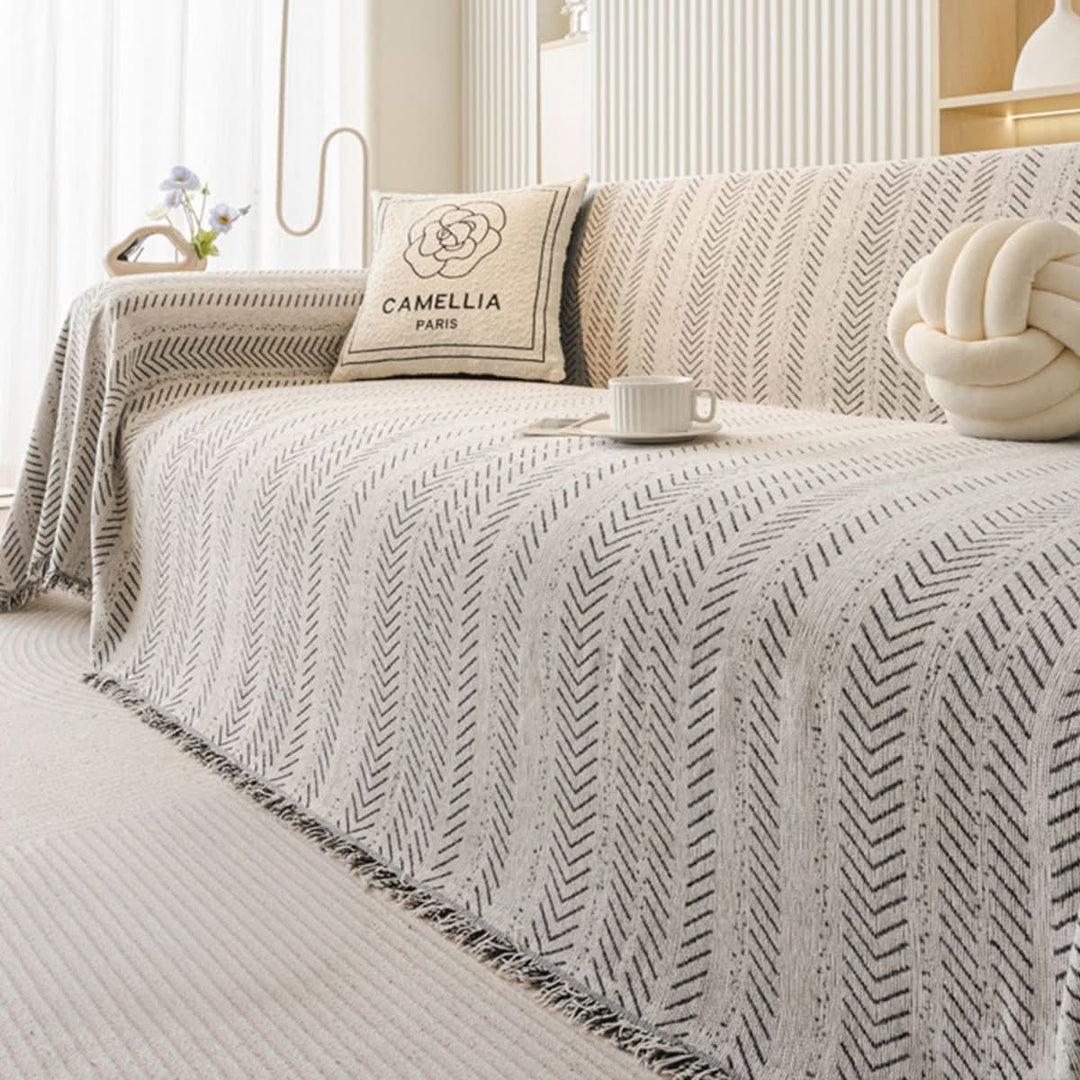 Soft chenille sofa cover, providing luxurious comfort & robust scratch-resistant protection for your living room furniture.