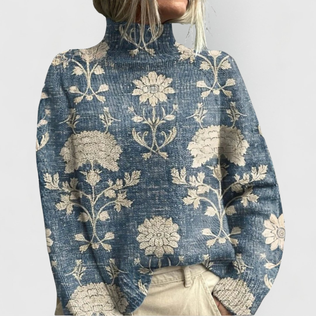 Elegant women's ribbed turtleneck sweater in classic style. Perfect for versatile winter fashion, comfortable long-sleeve knit.