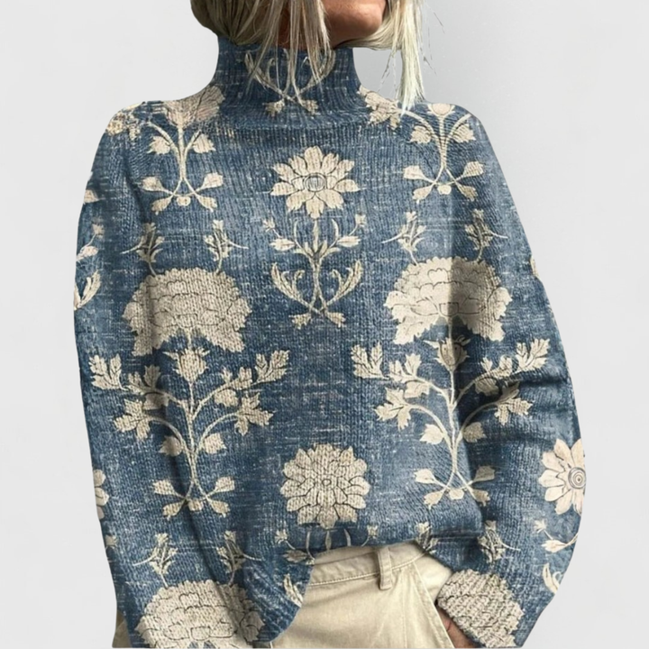 Elegant women's ribbed turtleneck sweater in classic style. Perfect for versatile winter fashion, comfortable long-sleeve knit.