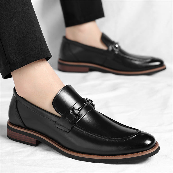 Polished men's Sorrento slip-on loafers. Classic dress shoes offering comfort and a modern, stylish look for men's fashion.