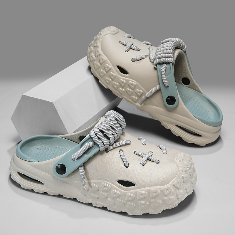 Men's comfortable footwear, versatile laced clogs for daily wear.