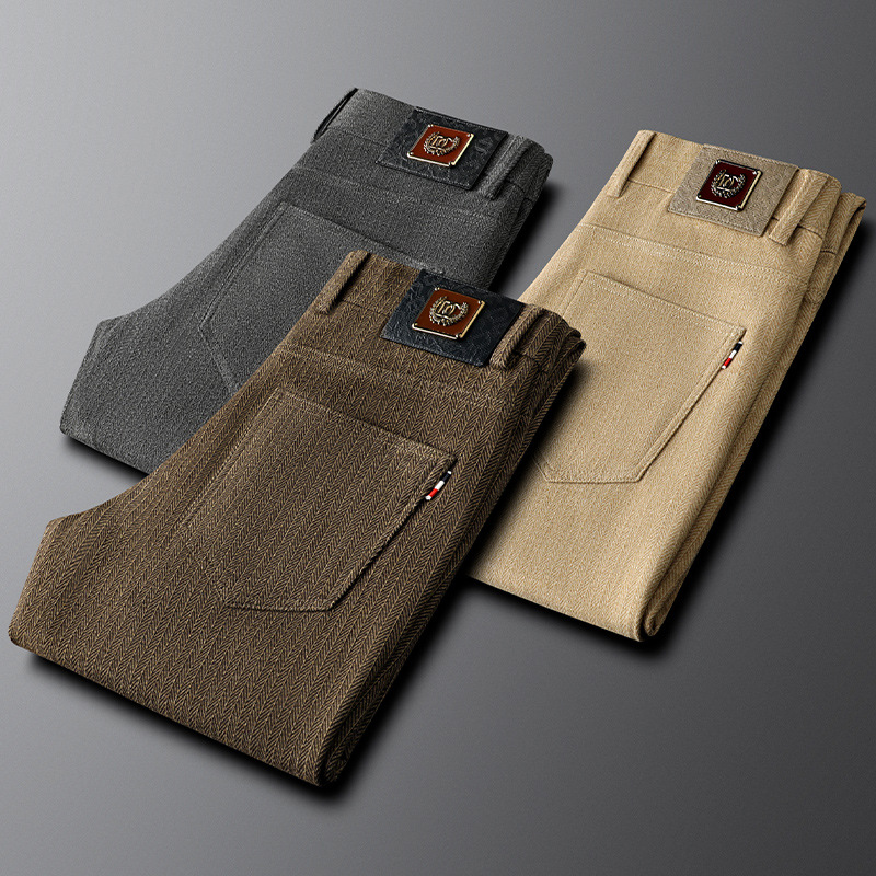Khaki men's heritage tailored trousers, perfect for smart casual or business attire.