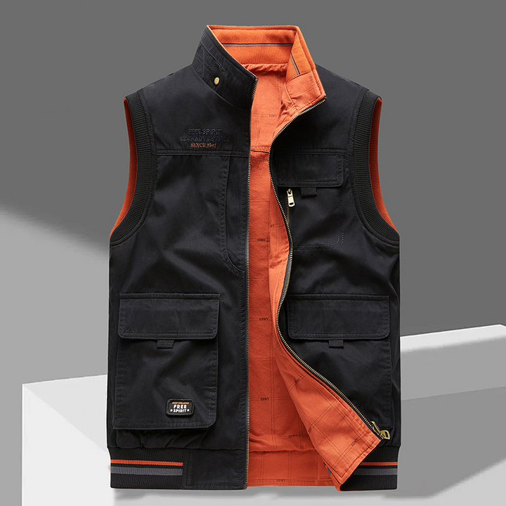 Men's outdoor utility work vest, breathable fabric & many pockets. Great for tools, fishing, or casual style.