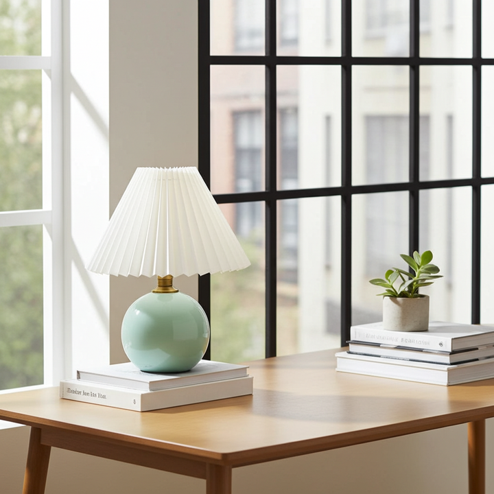 Nordic style foldable LED pleated lamp, a minimalist yet artistic modern lighting piece for homes.
