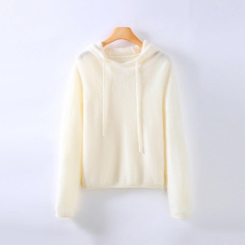White women's soft lightweight hoodie. Luxurious feel for ultimate everyday comfort & casual style.