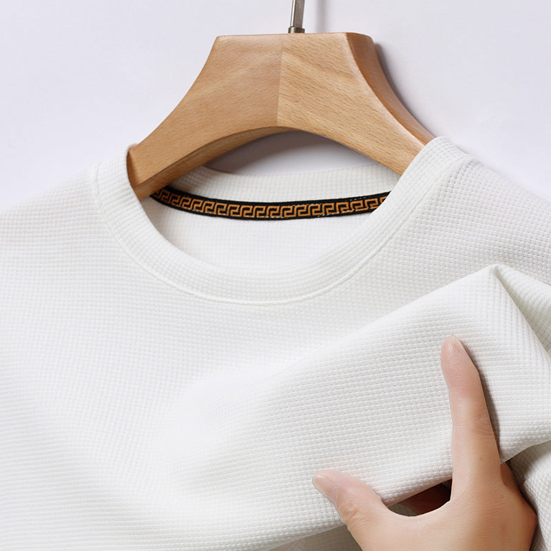 Men's durable waffle knit tee, combining casual style with premium comfort for daily wear.