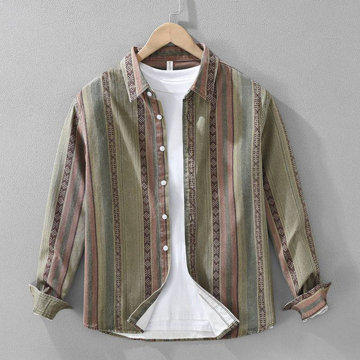 Men's Medina casual striped shirt, a button-down summer top with a relaxed, vintage desert style for everyday fashion.