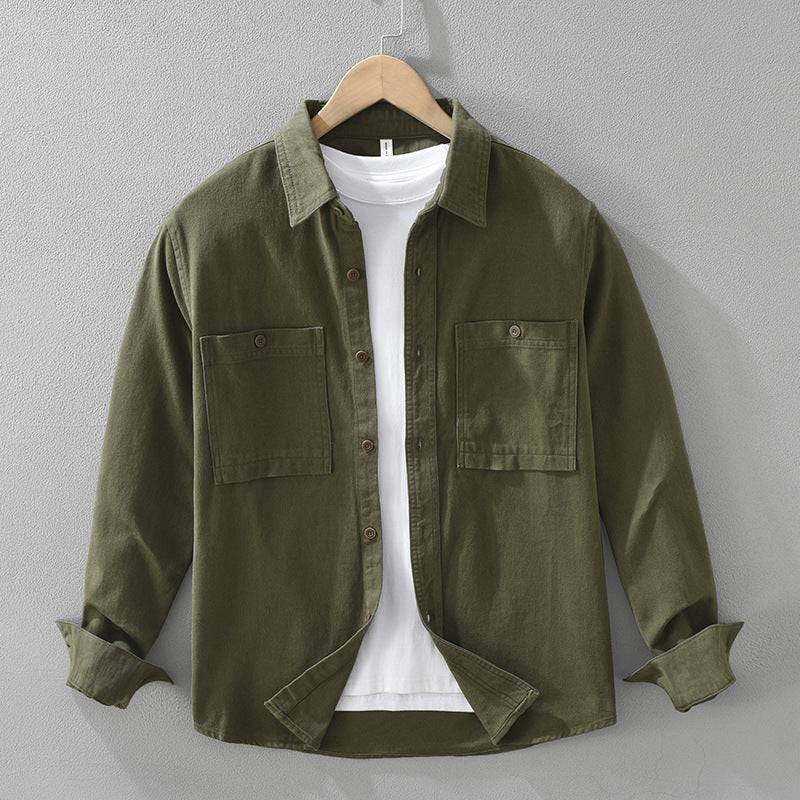 Olive green Men's Sorrento overshirt, a stylish utility shirt for men's casual rugged fashion & comfort.