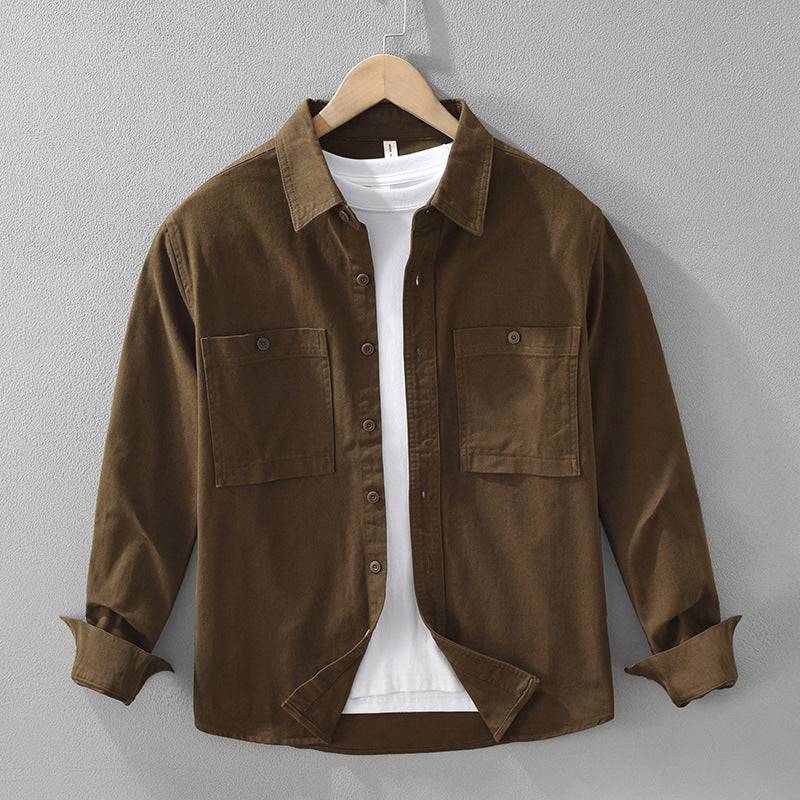 Dark brown Men's Sorrento overshirt, rugged long-sleeve casual shirt for effortless layering & daily style.