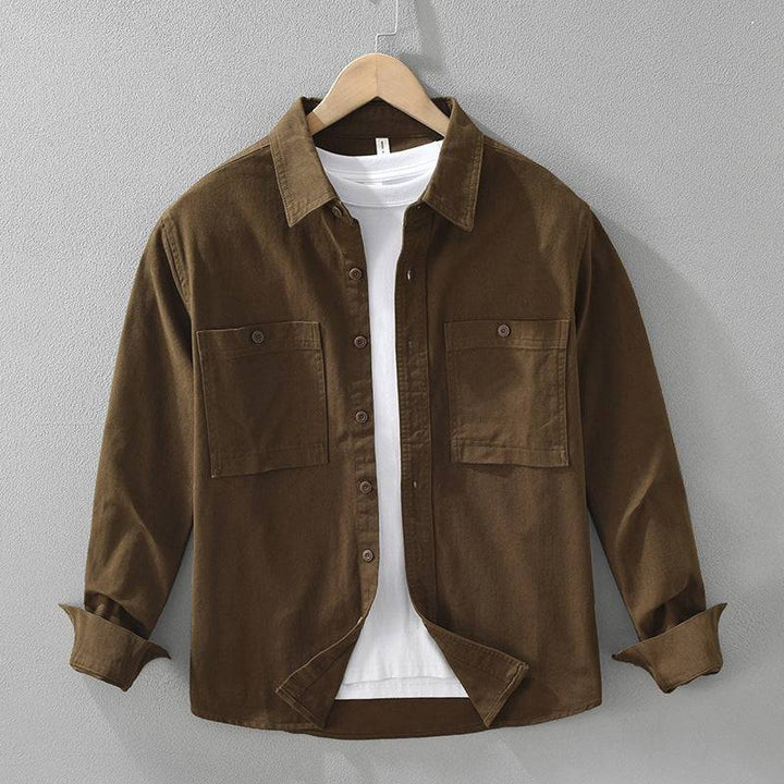 Dark brown Men's Sorrento overshirt, rugged long-sleeve casual shirt for effortless layering & daily style.