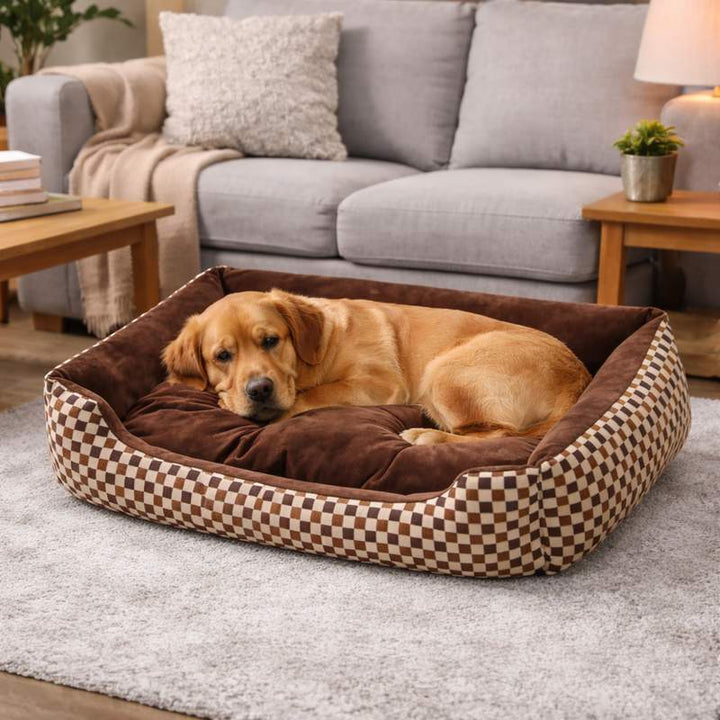 Washable Tartan Folding Pet Comfort Bed