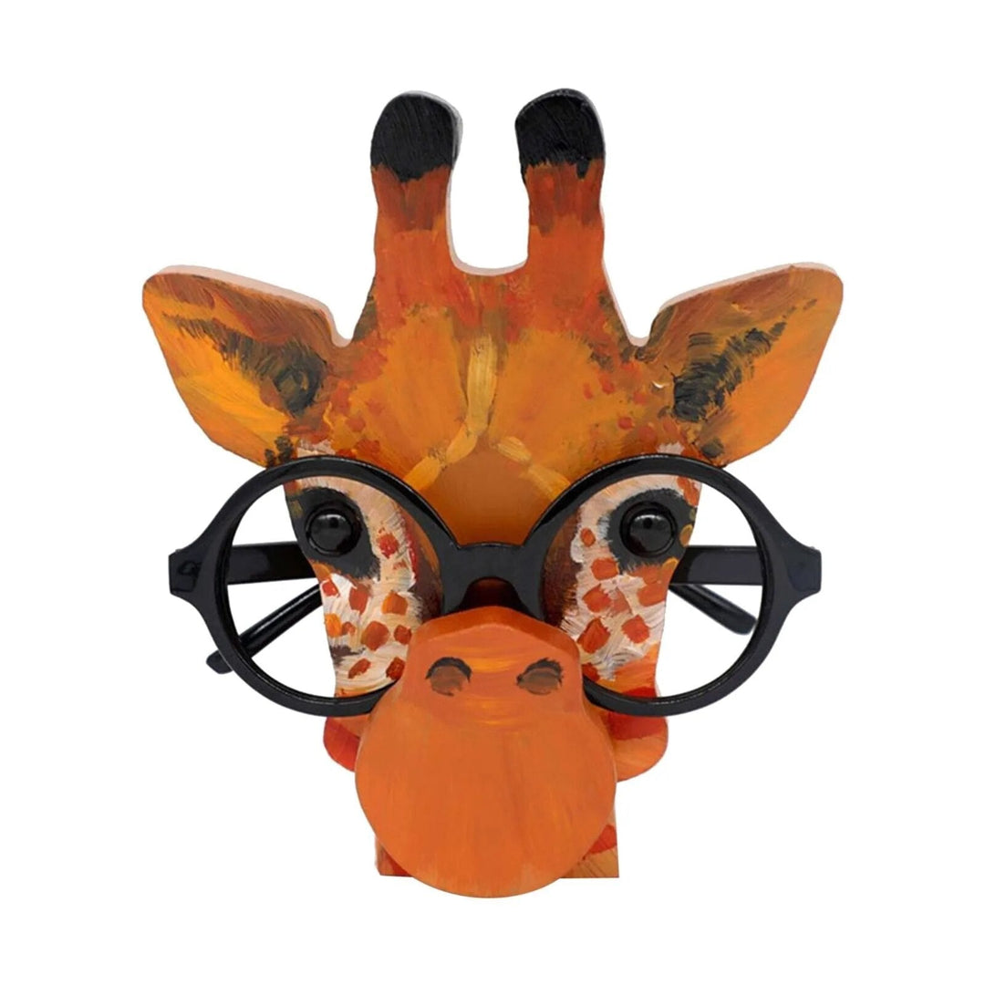 Hand-carved wooden animal glasses holder, a unique gift & cute desk decor piece.