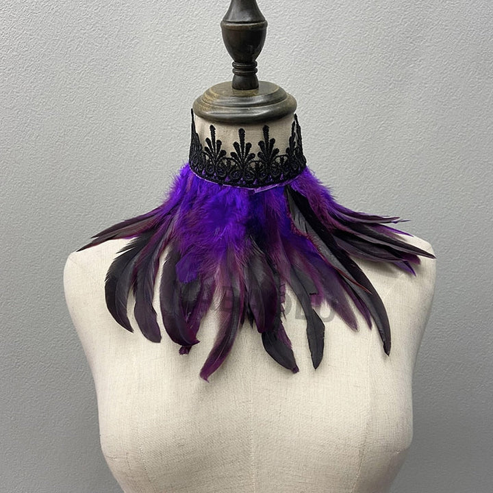 Unique faux feather choker for men and women, an eye-catching accessory for festival or party outfits.