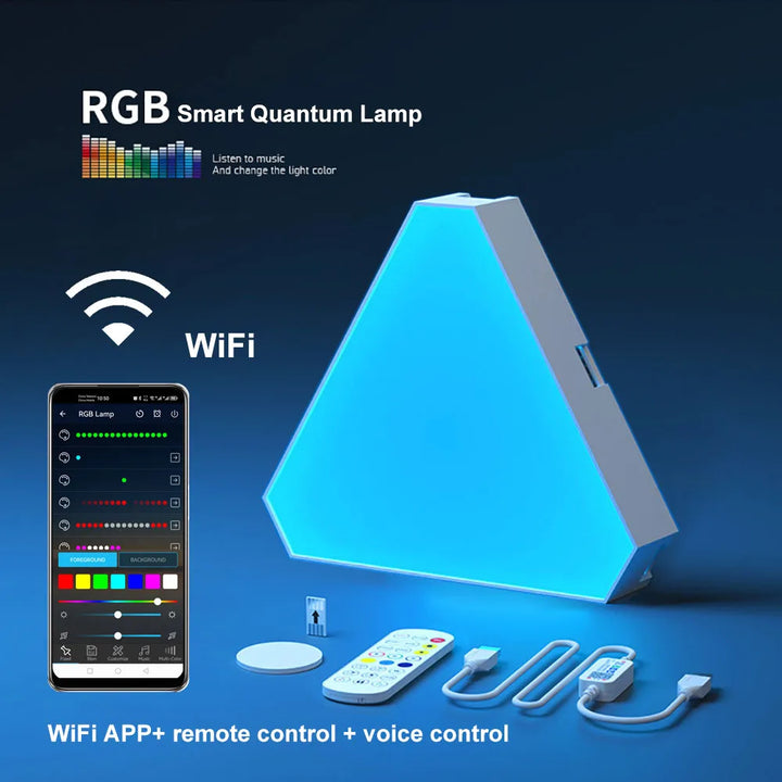 Dynamic RGB LED triangular lights, transforming any room into a gaming haven.
