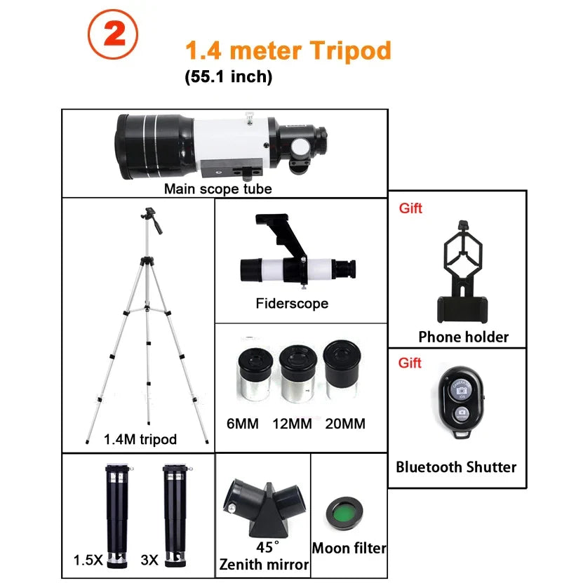 Tavvitaimp18 high-definition refractor telescope for clear night sky viewing, stargazing, and astronomy.