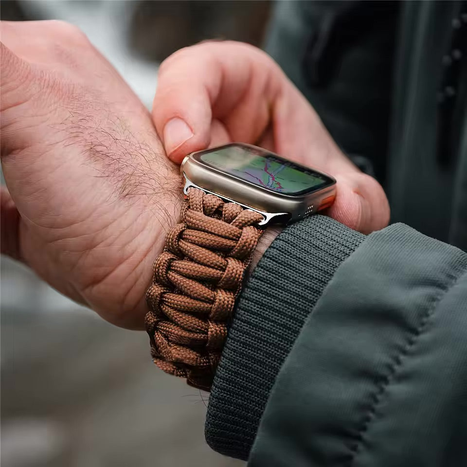 Unisex Rugged Braided Apple Watch band in a durable, adjustable design for active lifestyles and everyday wear.