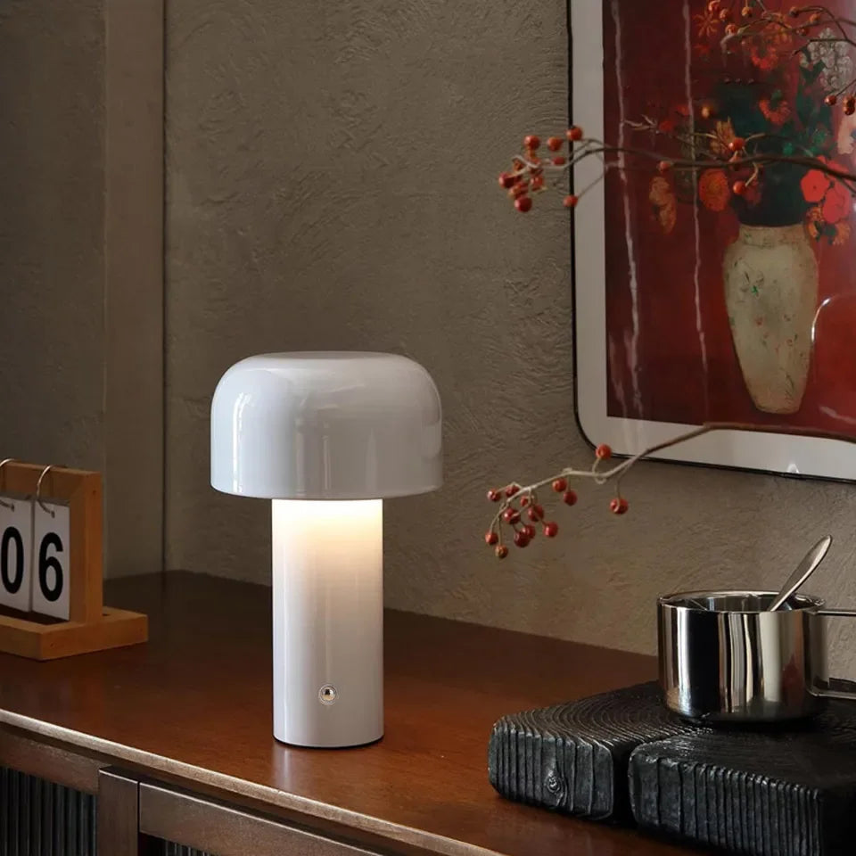 Versatile dimmable LED lamp, rechargeable and portable, with intuitive touch control.