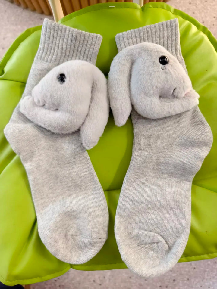 Plush animal house socks for cozy home comfort, featuring a secure non-slip sole, perfect for adults.