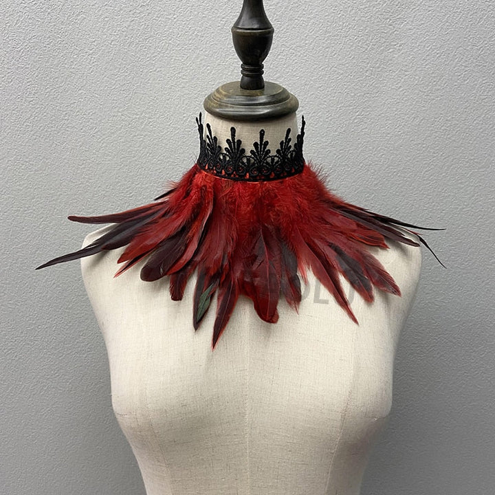 Stylish black faux feather choker necklace, unisex statement piece for fashion, parties & cosplay.