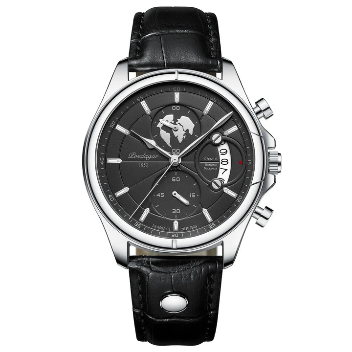 Timeless men's classic stainless steel watch, featuring a sleek design and a multi-functional three-dial face.