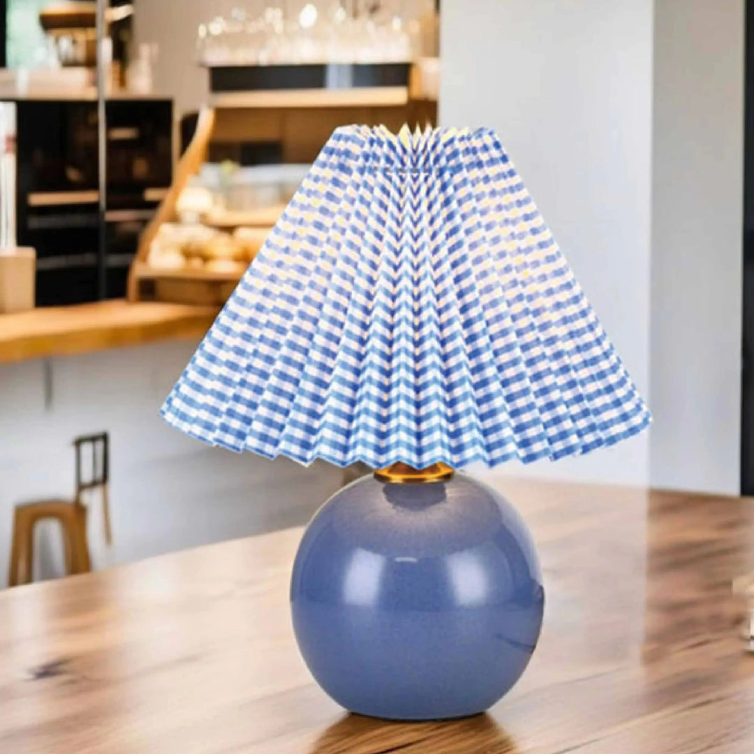 Stylish pleated LED lamp for modern home decor, adding ambient light to any contemporary room.