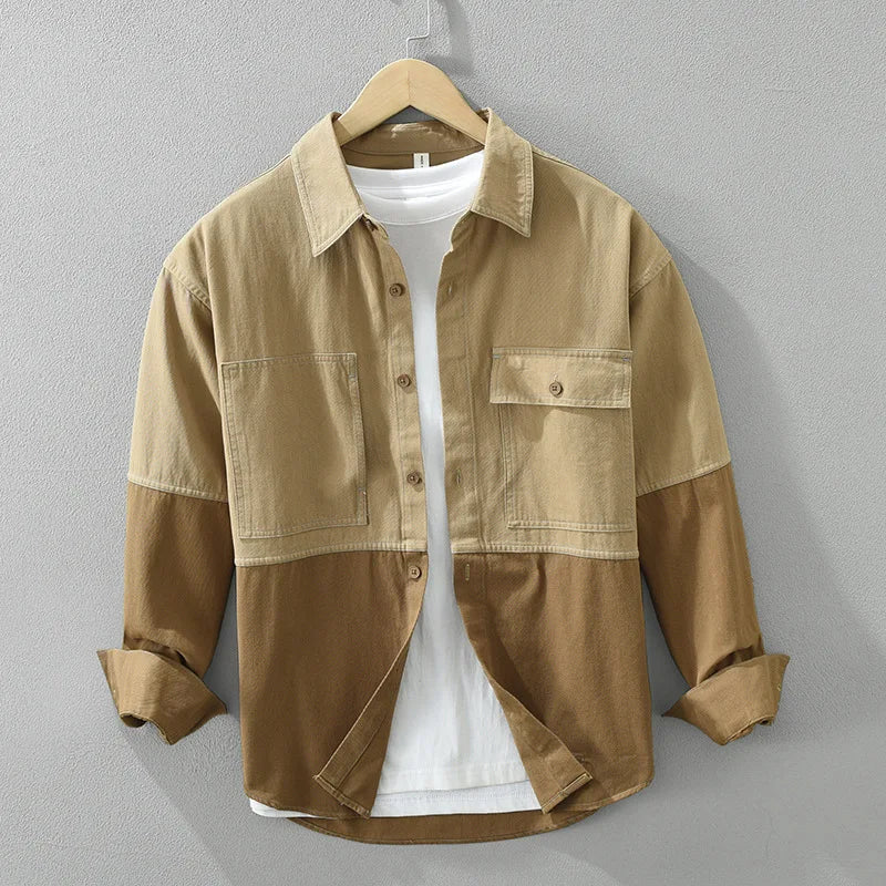 Functional men's casual overshirt for everyday style. Versatile layering piece for spring and fall fashion.