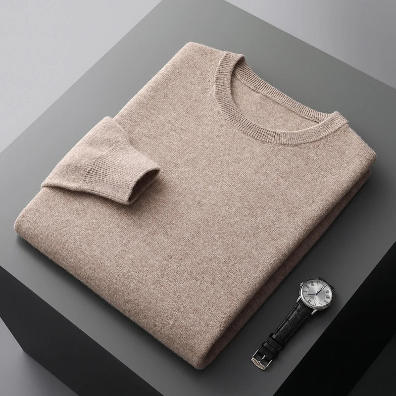 Cozy men's premium pullover sweater. Long-sleeve crew neck provides warmth and comfort for cold winter days.