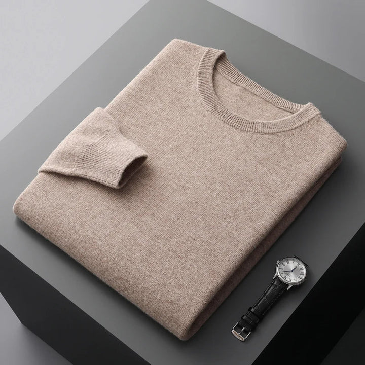 Cozy men's premium pullover sweater. Long-sleeve crew neck provides warmth and comfort for cold winter days.